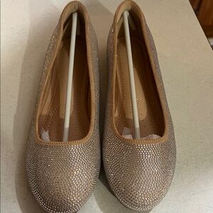 Viapipa Elegant Tan Rhinestone Flats